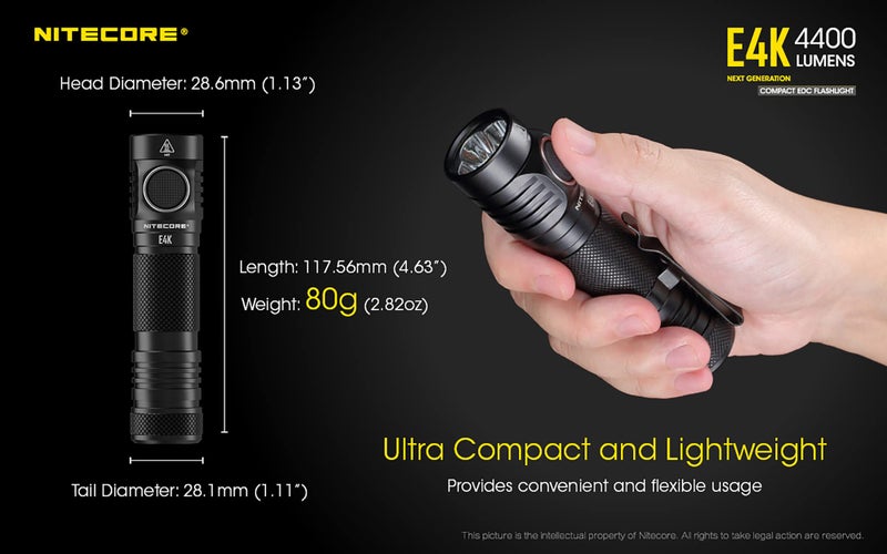 NITECORE مصباح يدوي قابل لإعادة الشحن Nitecore E4K بقوة 4400 لومن مع منظم LumenTac - Image 4